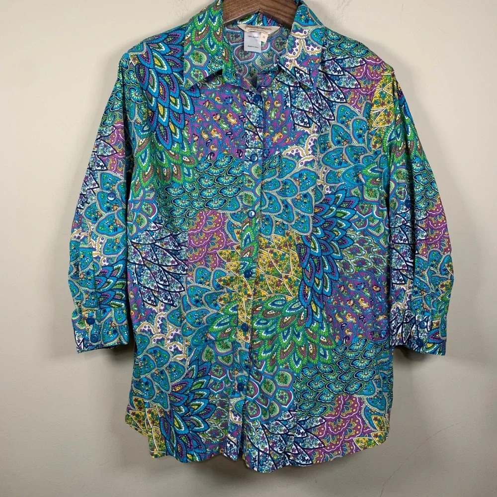 Norm Thompson Escape the Ordinary Colorful Blouse Size 1X - Picture 1 of 10